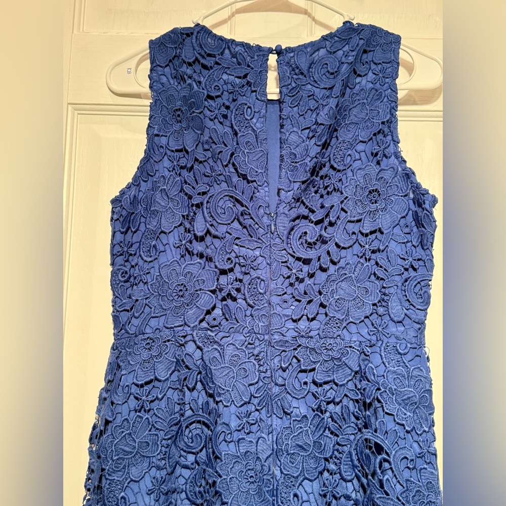 J Crew Size 6 Blue Lace Dress Sheath Sleeveless Wedding Guest Elegant - Picture 8 of 12